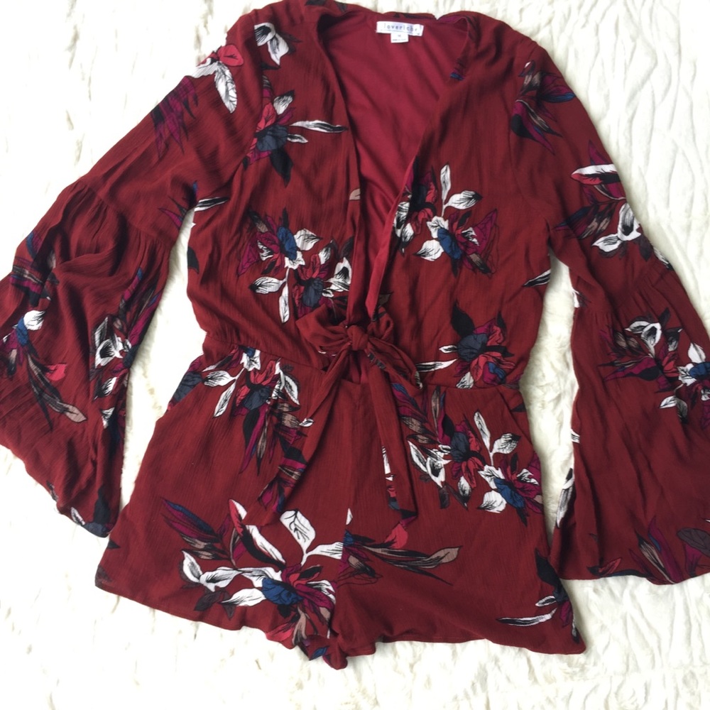 Love Riche Floral Romper with Bell Sleeve | M